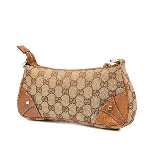 Gucci Hobo Brown Leather Shoulder Canvas Beige GG Bag Chain Tan